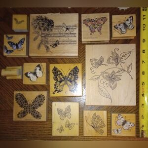 Butterfly themed Wooden rubber stamps
